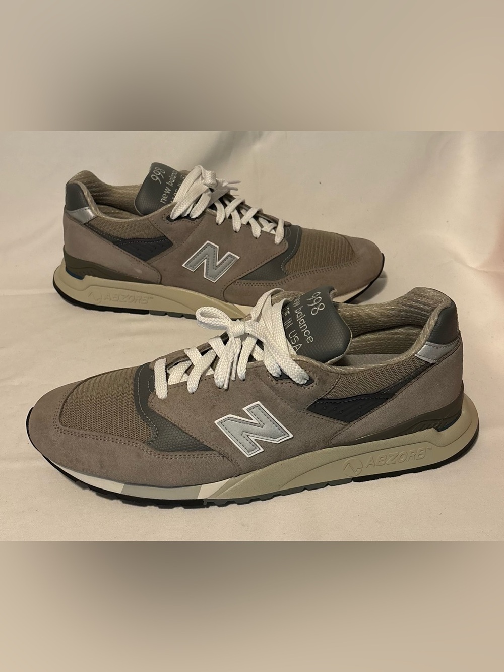 New Balance 998 Made in USA U998GR Gray Beige Suede MiUSA Sneakers Men’s Size 14